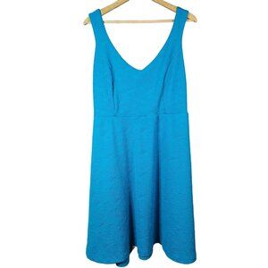 Torrid Sleeveless Tank Dress Blue 1X Textured Scoop Back & Front Lined Skater